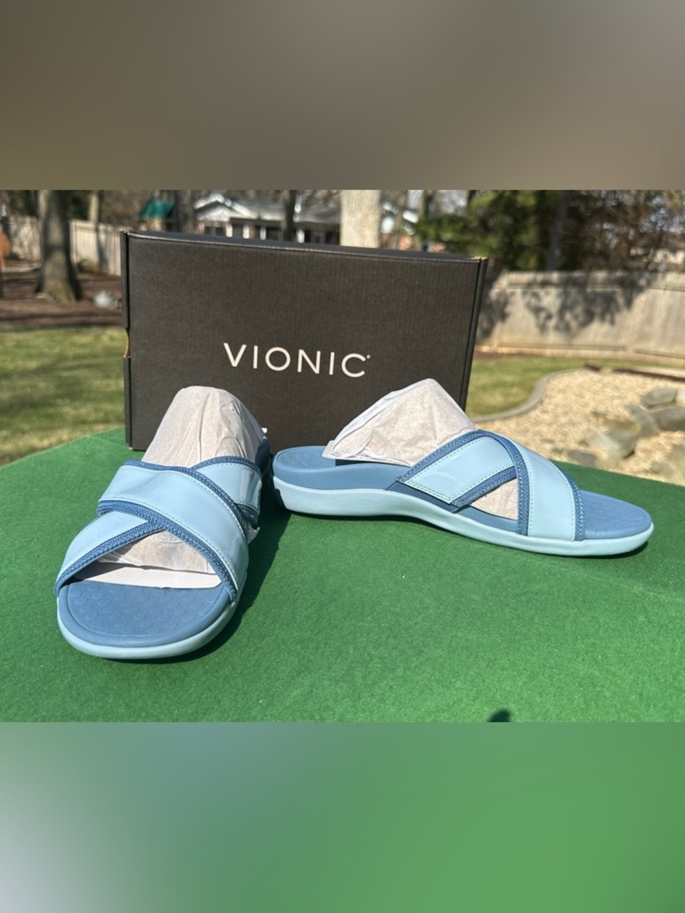Vionic Merced Light Blue Slide Sandals